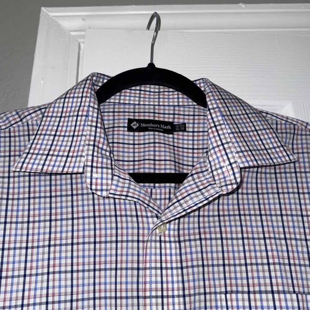 Blue and White Casual Gingham Button Down Shirt - Picture 4 of 6
